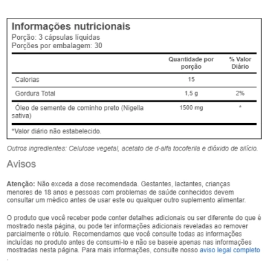 Black Seed Oil 1500mg, 90 Cápsulas, Havasu Nutrition