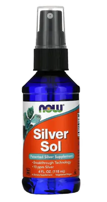 Sol de Prata, Antibiótico, antivirótico e antifúngico, 118ml, Now