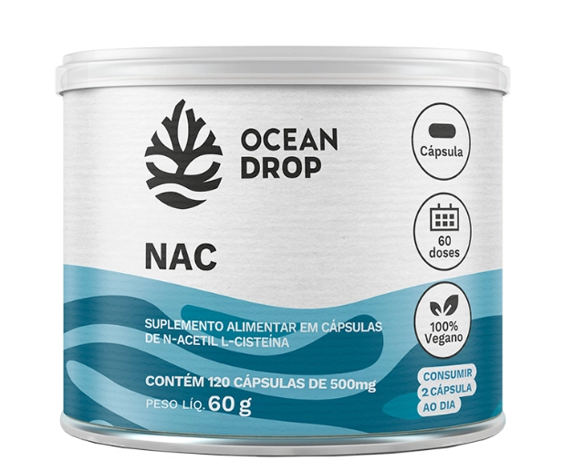 NAC N-acetilcisteína 500mg, 120 cápsulas, Ocean Drop