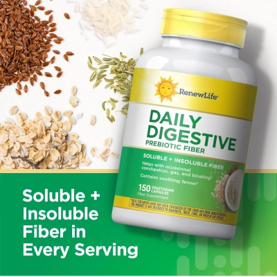 Daily Digestive, Prebiotic Fiber, 150 Cápsulas, Renew Life