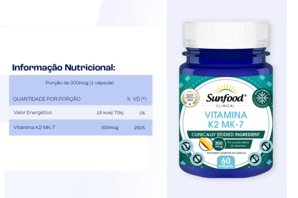 Vitamina K2 Mk-7 150mcg, 60 Softgels, Sunfood