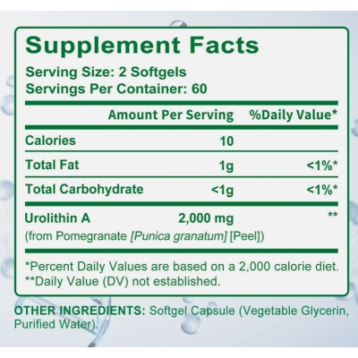 Urolitina A 1000mg, Envelhecimento Saudável e Renovação Celular, 120 Capsulas, Taoters