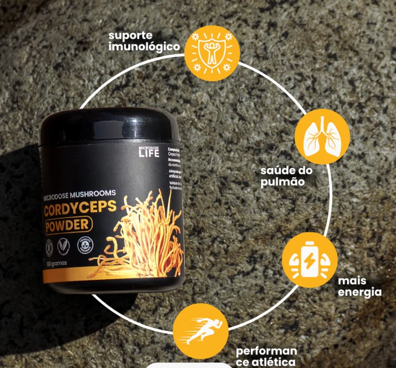 Cogumelo Cordyceps Militaris, 100g Extrato em Pó,  Microdose Life