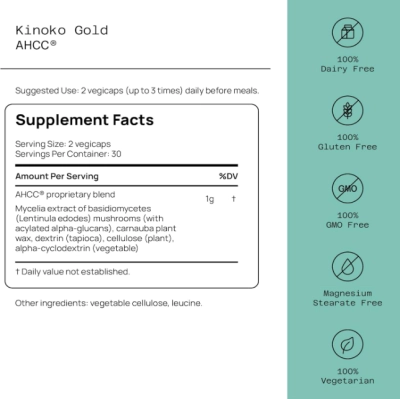 AHCC 500mg Kinoko Gold, Auxilia na Saúde Imunológica e Função Hepática, 60 Cápsulas, Quality of Life