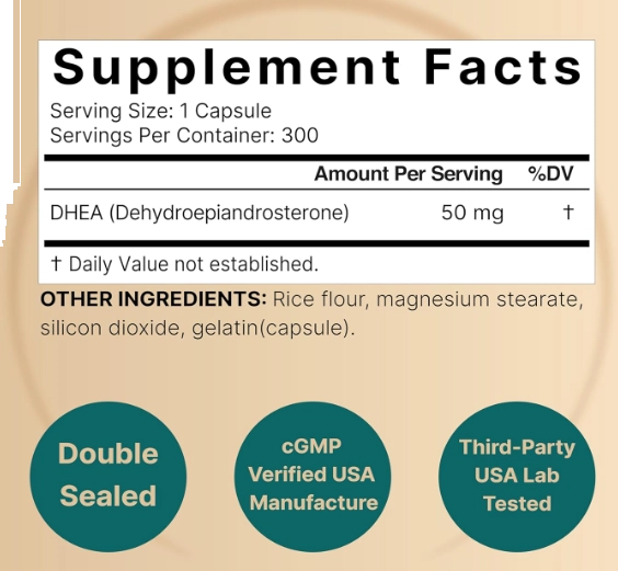DHEA 50mg, 300 Cápsulas, Naturebell