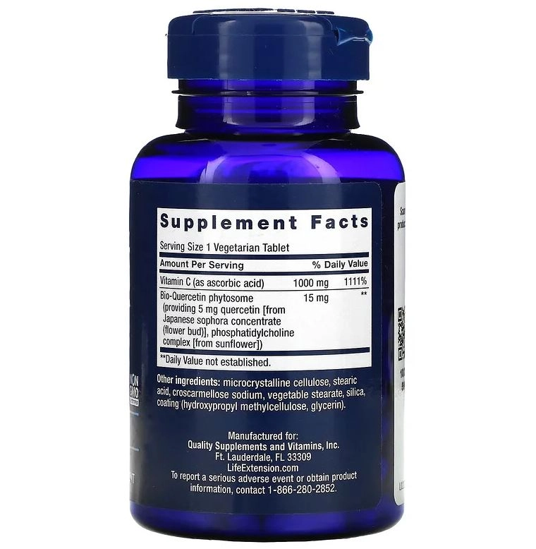 Vitamina C + Fitossomo de Bioquercetina, 60 Comprimidos, Life Extension