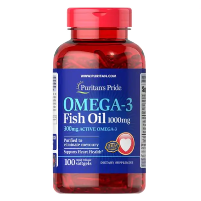 Ômega-3 Óleo de peixe 1000mg, 100 Cápsulas, Puritans Pride