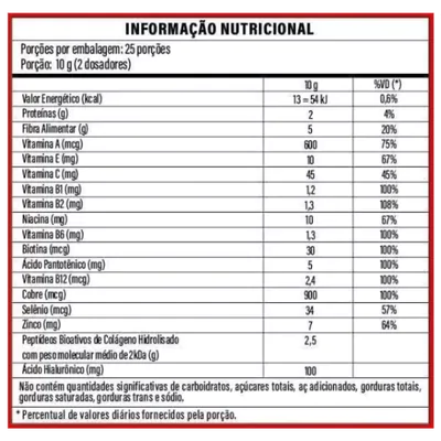 Peptídeos de Colágeno Verisol + Ácido Hialurônico, 250g, Sabor Laranja e Morango