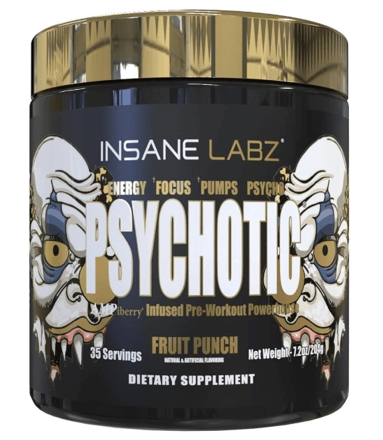 Pre Treino Psychotic Gold, Sabor Fruit Punch, 204g, Insane Labz