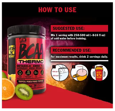 BCAA Thermo, 285g, Sabor Tropical Punch, Mutant