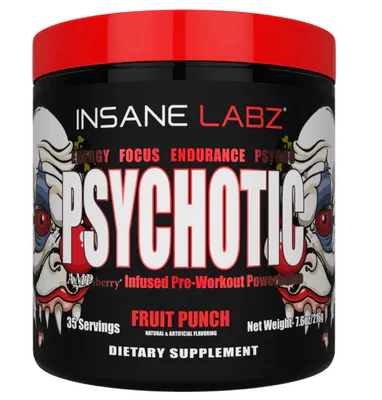 Pré-Treino Psychotic, Sabor Fruit Punch, 215g, Insane Labz