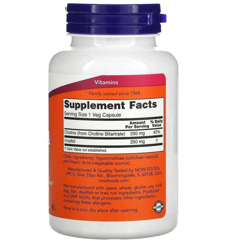 Choline e Inositol, 100 Cápsulas, Now
