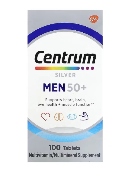 Centrum Silver Men 50+, 100 Comprimidos, Importado
