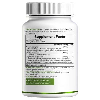 Nitric Oxide Booster (Óxido Nítrico), 3000mg, 300 Cápsulas, Deal Supplement