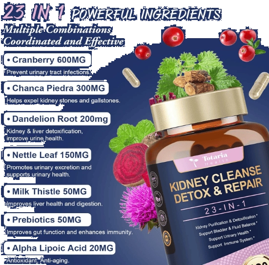 Kidney Cleanse Detox Repair, Desintoxicação de Rins e Fígado, 120 Capsulas, Totaria Health
