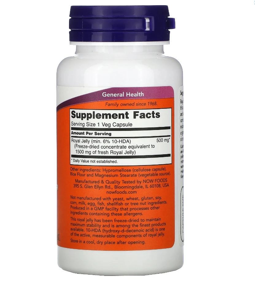 Geleia Real, 1500mg, 60 Cápsulas, Now