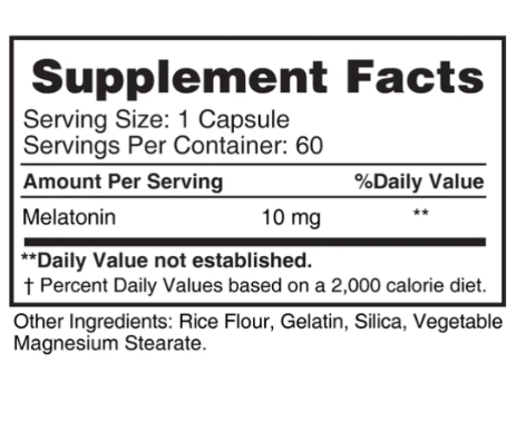 Melatonina 10mg, 60 Capsulas, Earth's Creation