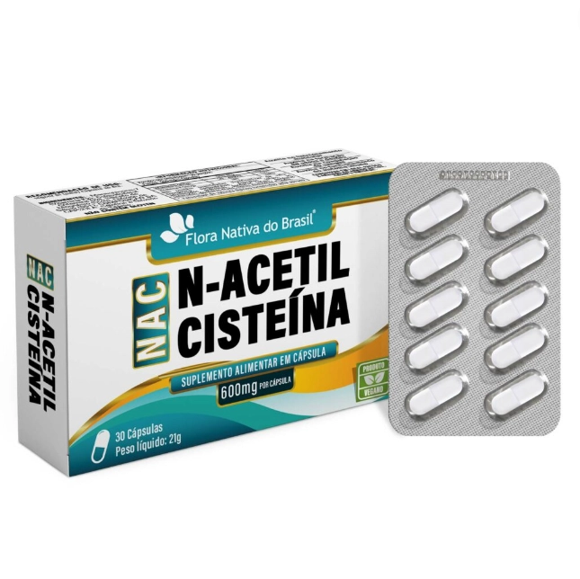 NAC (N-Acetilcisteína), 600mg, 30 Cápsulas, Flora Nativa