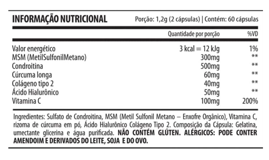 Osteo Mobility com Condroitina, UCII, MSM e Curcuma, 60 Capsulas, Demons Lab