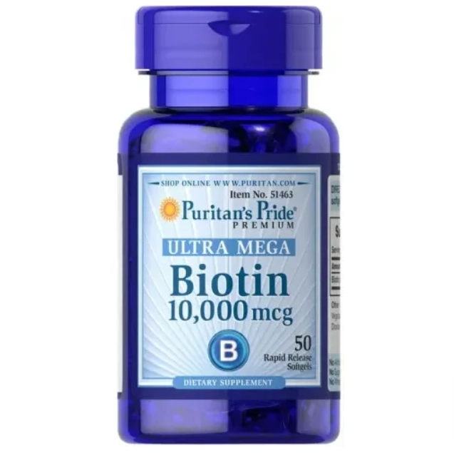 Biotina, 10.000mcg, Ultra mega, 50 Capsulas, Puritan's Pride