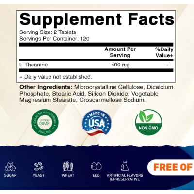 L-Theanine 400mg, 240 Comprimidos, Vitamatic