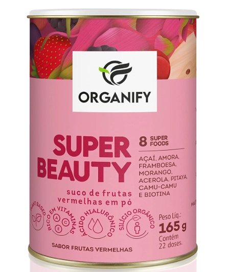 Super Beauty, Tratamento Anti Idade com Ácido Hialurônico, 165g Sabor Frutas Vermelhas, Organify