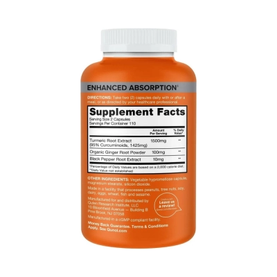 Turmeric 1500mg, Suporte Articular e Anti-inflamatório, 220 Cápsulas, Qunol