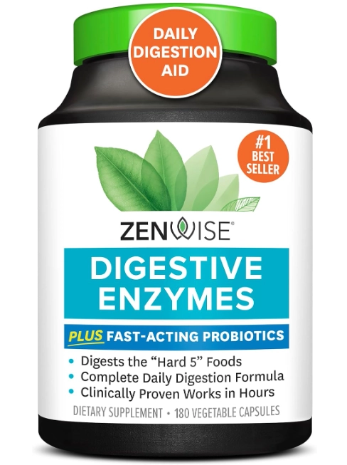 Digestive Enzymes, Enzimas Digestivas para Saúde Intestinal, 180 Cápsulas, Zenwise