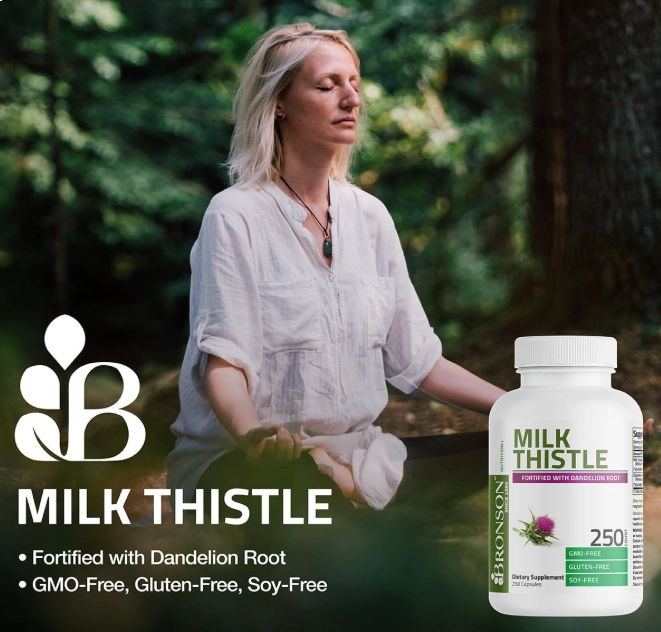 Milk Thistle, Silymarin e Raiz de Dente de Leão, 360 Cápsulas, Bronson