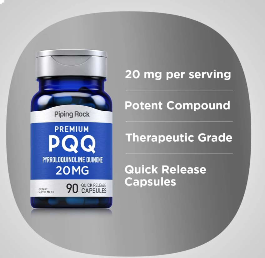 PQQ Pirroloquinolina Quinona 20mg, 90 Cápsulas, PipingRock