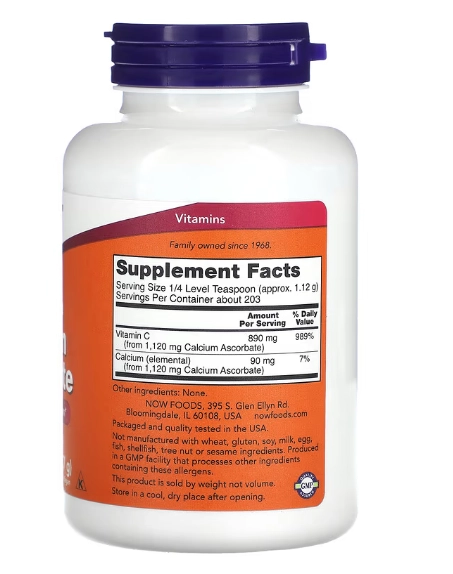 Ascorbato de Cálcio, Vitamina C em Pó, 227g, Now