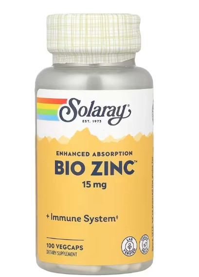 Bio Zinco 15mg, 100 Cápsulas, Solaray