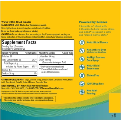 Stress Relief, Alívio do estresse com L-teanina e GABA, 40 Gomas sabor morango, Nature Made