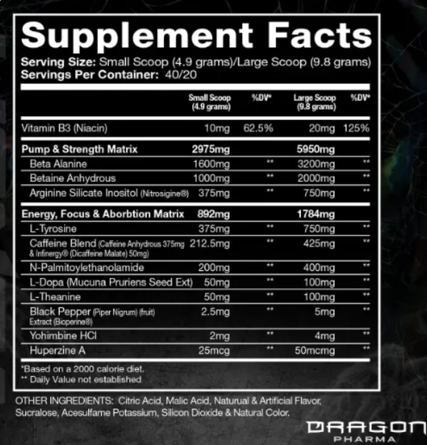 Pré Treino Venom, Sabor Melancia, 40 porções, Dragon Pharma