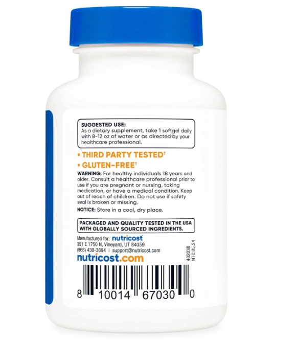 Zeaxanthin 4mg com Luteína 20mg, 120 Softgels, Nutricost