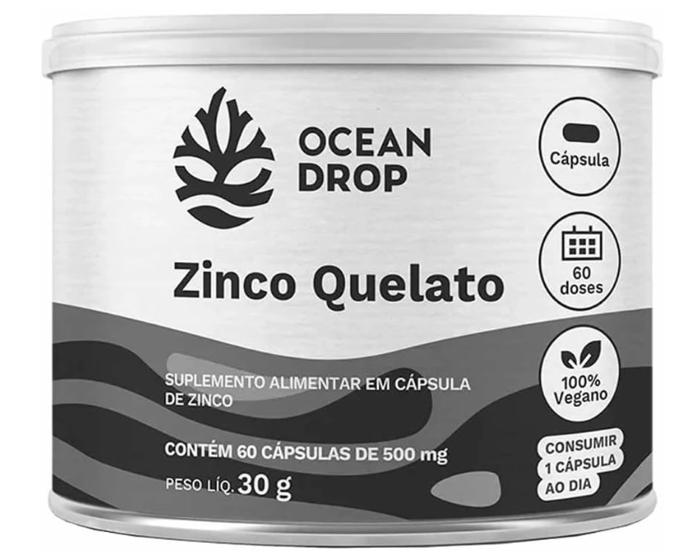 Zinco Quelato 500mg, 60 Cápsulas, Ocean Drop