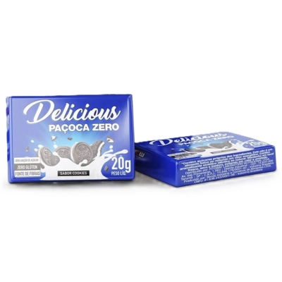 Delicious Paçoca, 3 Unidades 20g Cada, Sabor Cookies, FTW