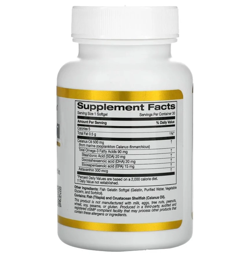 Óleo de Calanus, 500 mg, 30 Cápsulas, California Gold