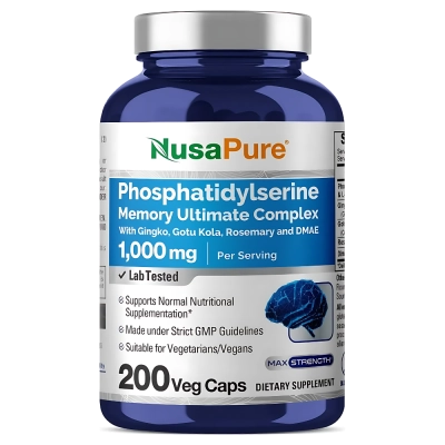 Phosphatidylserine (Fosfatidilserina), Complexo para Memória, 1000mg, 200 Cápsulas, NusaPure