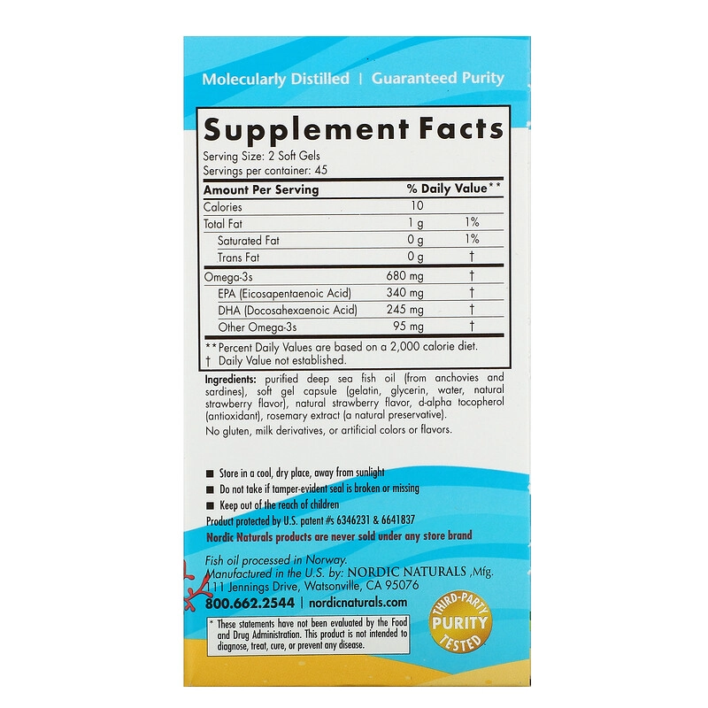Ultimate Omega Junior, 680mg, 90 Mini Soft Gels Sabor Morango, Nordic Naturals