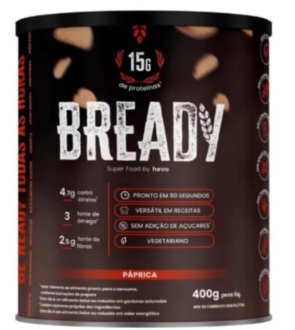 Bready Sabor Pàprica, Super Pão Proteico Low Carb Sem Glúten 400g, Hevo