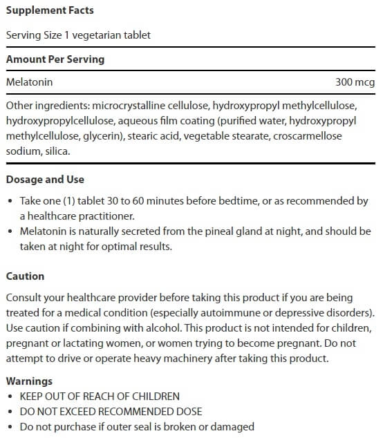 Melatonina, 300mcg, Time Release, 100 Comprimidos, Life Extension