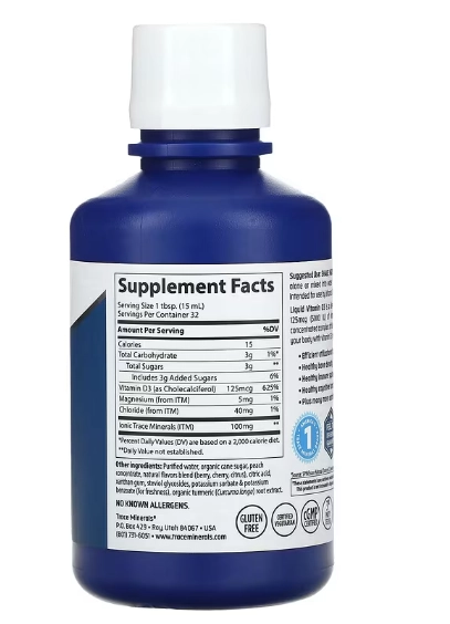 Vitamina D3, 5000UI, Liquida Sabor Cereja Tropical, 473ml, Trace Minerals