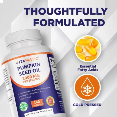  Óleo de Semente de Abóbora, 2000mg, 180 Softgels, Vitamatic