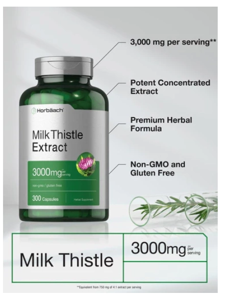 Milk Thistle, Extrato de Cardo Mariano 3000mg, 300 Cápsulas, Horbaach