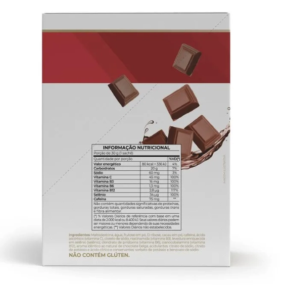 Endurance, Caffeine Gel, 12 Sachê de 30g, Sabor Chocolate Belga, Vitafor