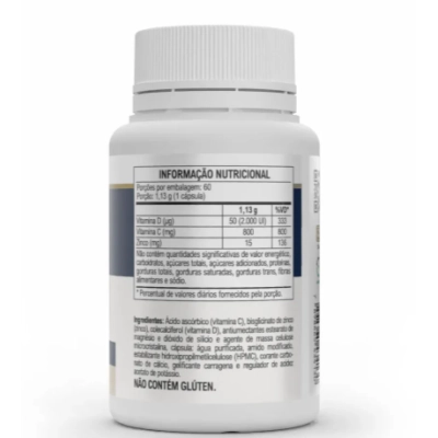 Vitamina D3 + Vita  C + Zinco, 60 Cápsulas, Vitafor