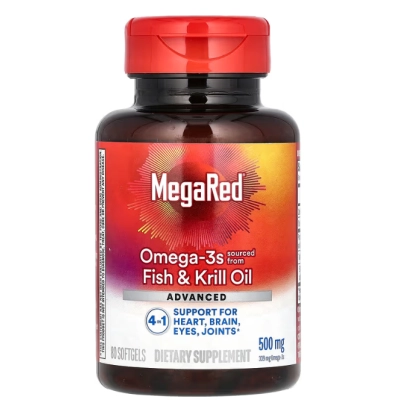 Ômega Concentrado 500mg com Óleo de krill, 80 Cápsulas, MegaRed 