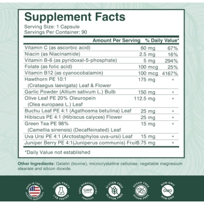 Blood Pressure Support, Suporte da Pressão Arterial, 90 Cápsulas, PurePremium Supplements