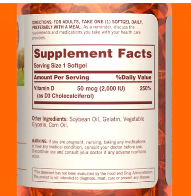 Vitamina D 2000UI, 150 Cápsulas, Sundown